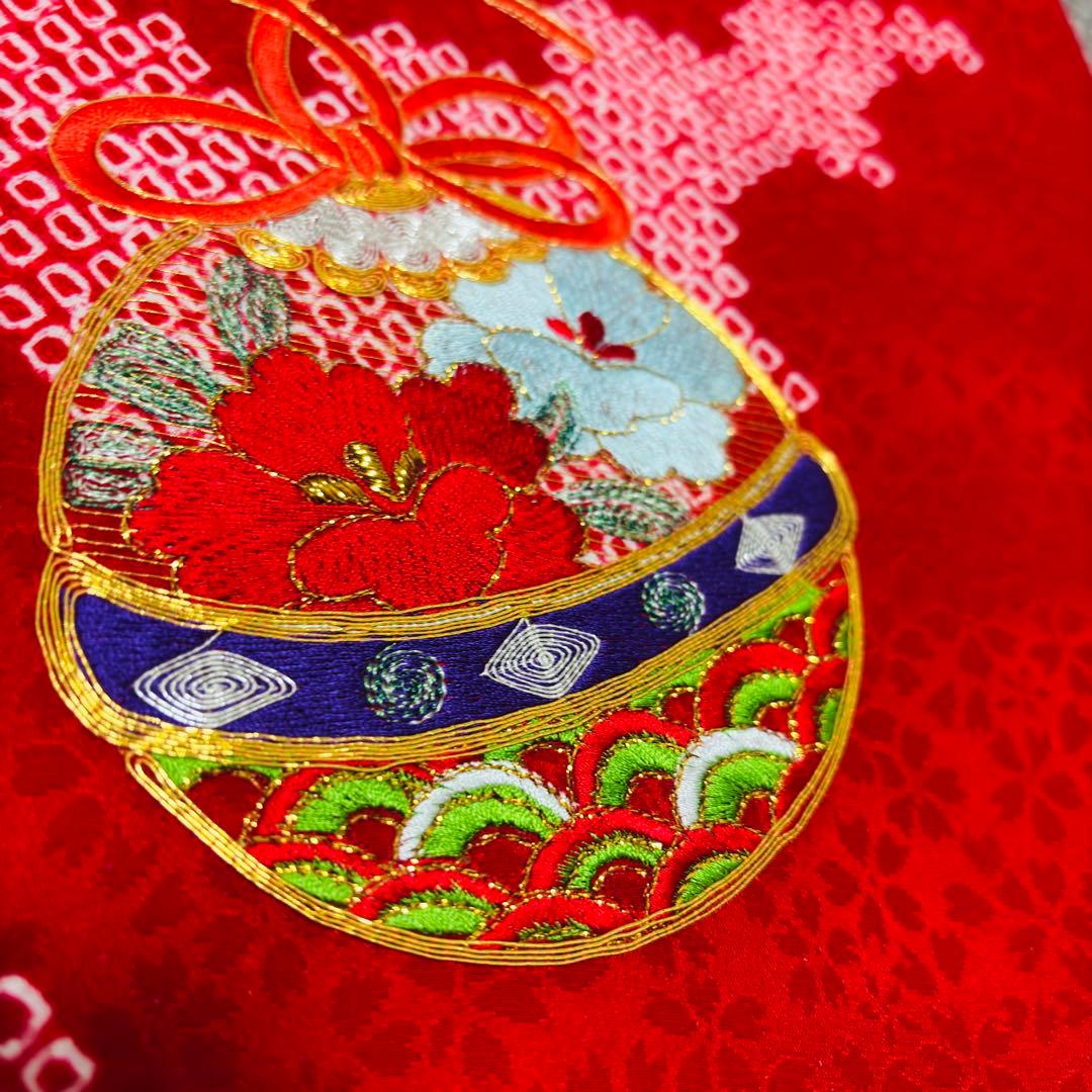 Yume Suzuki 正絹/本絞り 刺繍入 /襦袢付/ 新品たとう紙赤