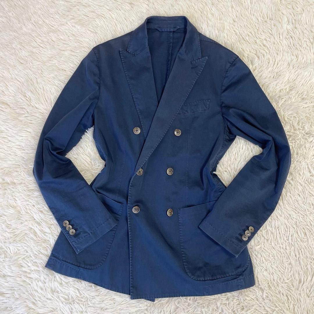 HACKETT LONDON ダブルブレスト　アンコンジャケット　ネイビー　48