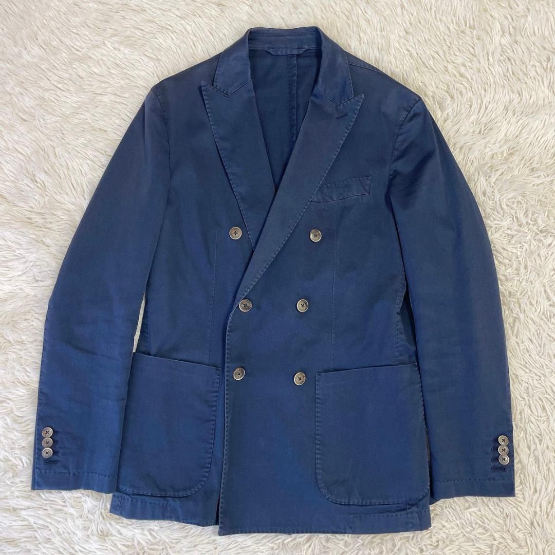 HACKETT LONDON ダブルブレスト　アンコンジャケット　ネイビー　48
