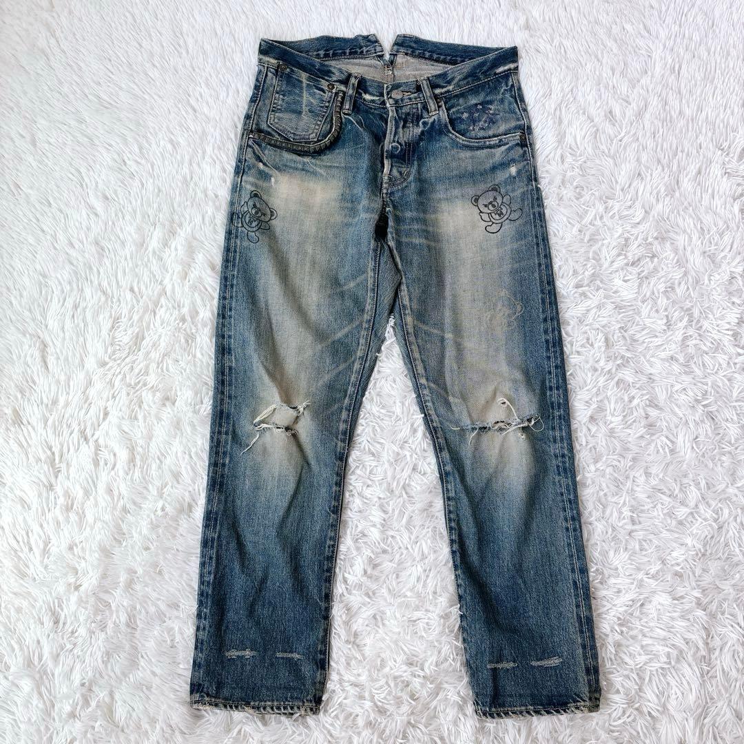 Y2K✨ヒステリックグラマー　スタッズ　デニム　ヒスベア　希少　レザーワッペン