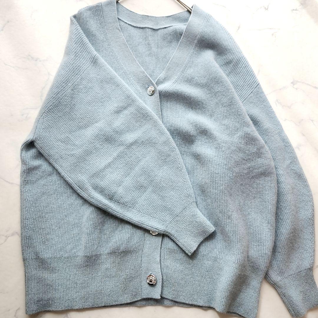 美品✨　リヴドロワ　ヘアリーラメ2WAYカーディガン 2way 水色