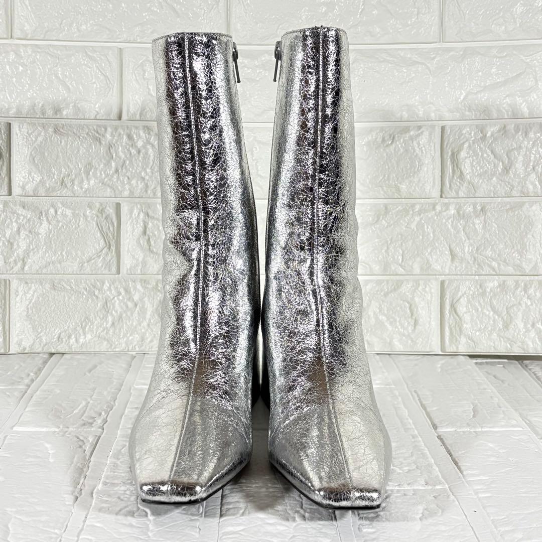 Ameri VINTAGE シルバー メタリック ショートブーツ 23.5cm