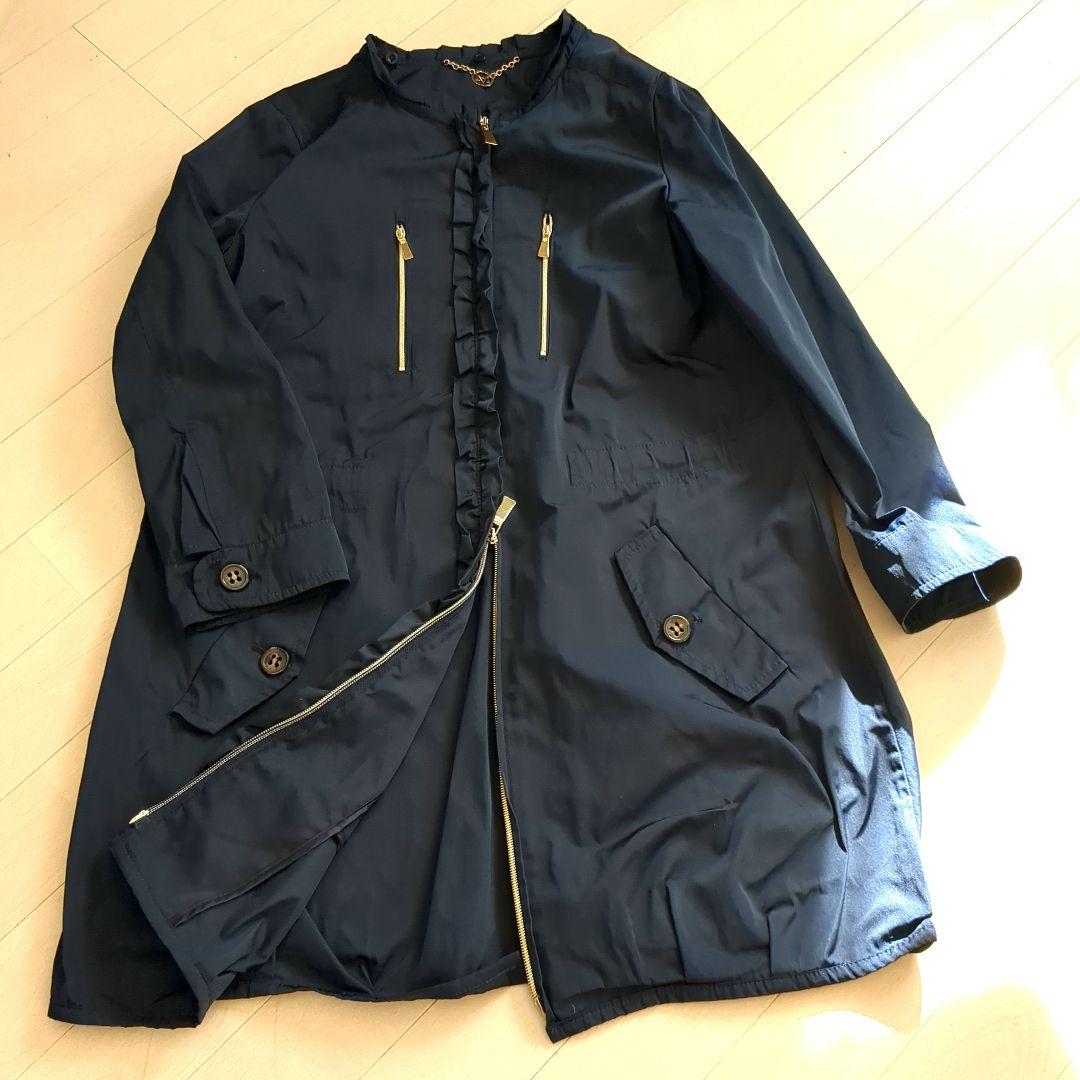 MARELLA ネイビー フリル付きスプリングコート