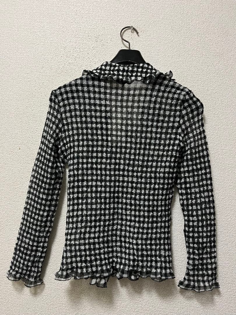 新品　YUKI TORII　シアープリーツフリルジャケット　/M　ブラック×白