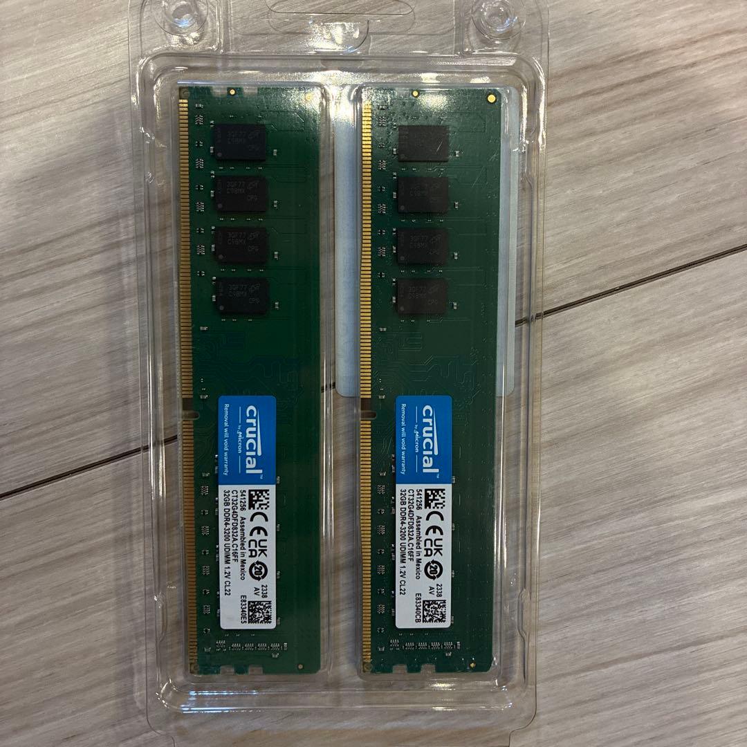 新品未開封Crucial 64GB Kit (32GBx2) DDR4-3200