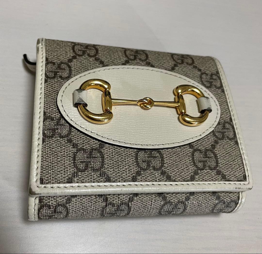 GUCCI グッチ ホースビット GGキャンバス 財布 アイボリー