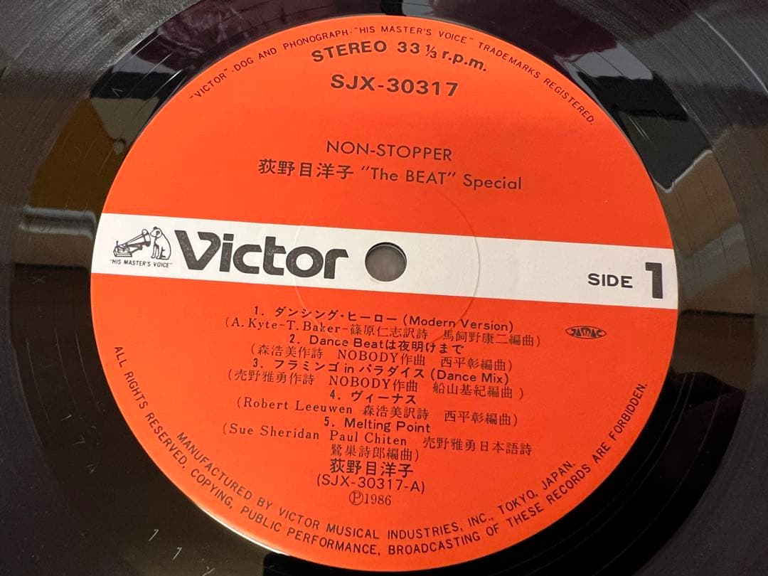 荻野目洋子 NON-STOPPER LP 邦楽　1986年 SJX-30317