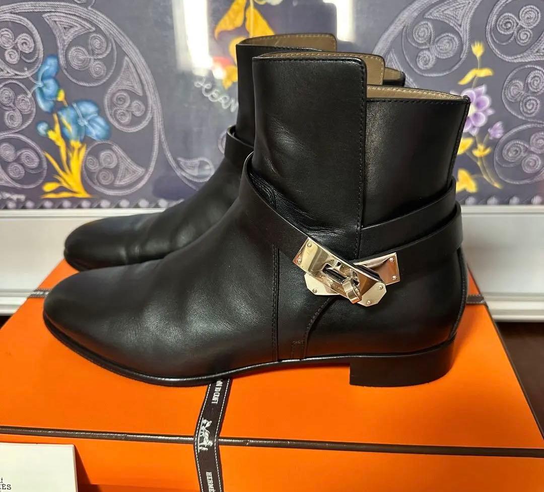 HERMES エルメス　ネオ　ケリー　ショートブーツ　黒　シルバー金具　ノワール