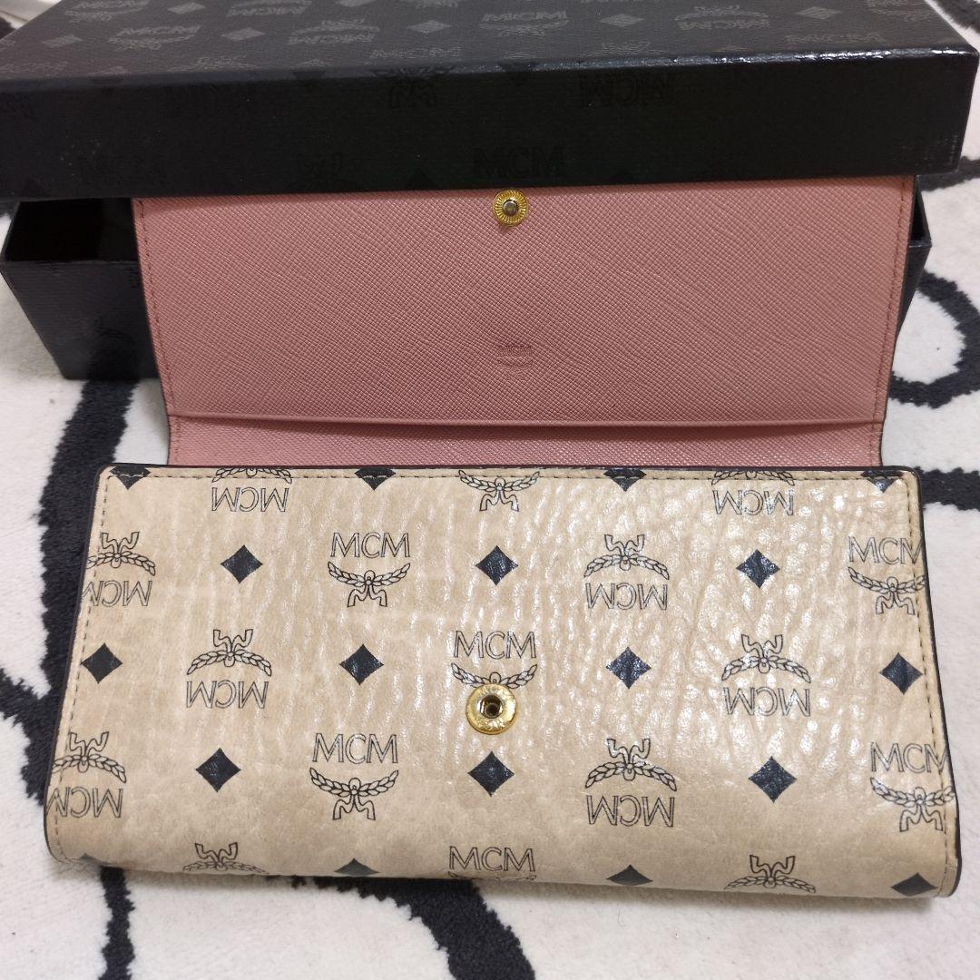 MCM 三つ折り財布 ベージュ/ピンク