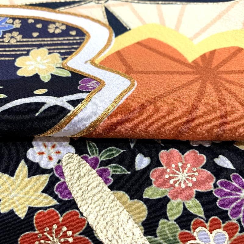 307z13〇振袖 金駒刺繍 金彩 大輪の桜 梅 菊 楓 成人式結婚式〇美品