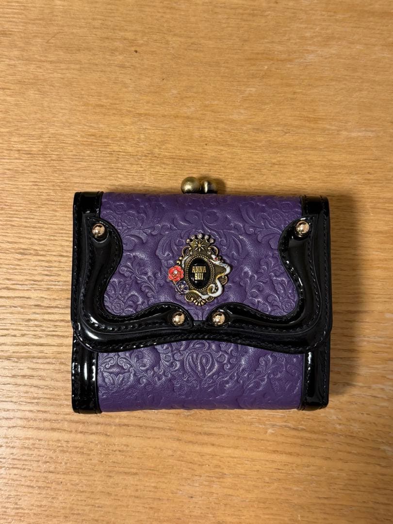 ANNA SUI セルパン 二つ折り口金財布 紫