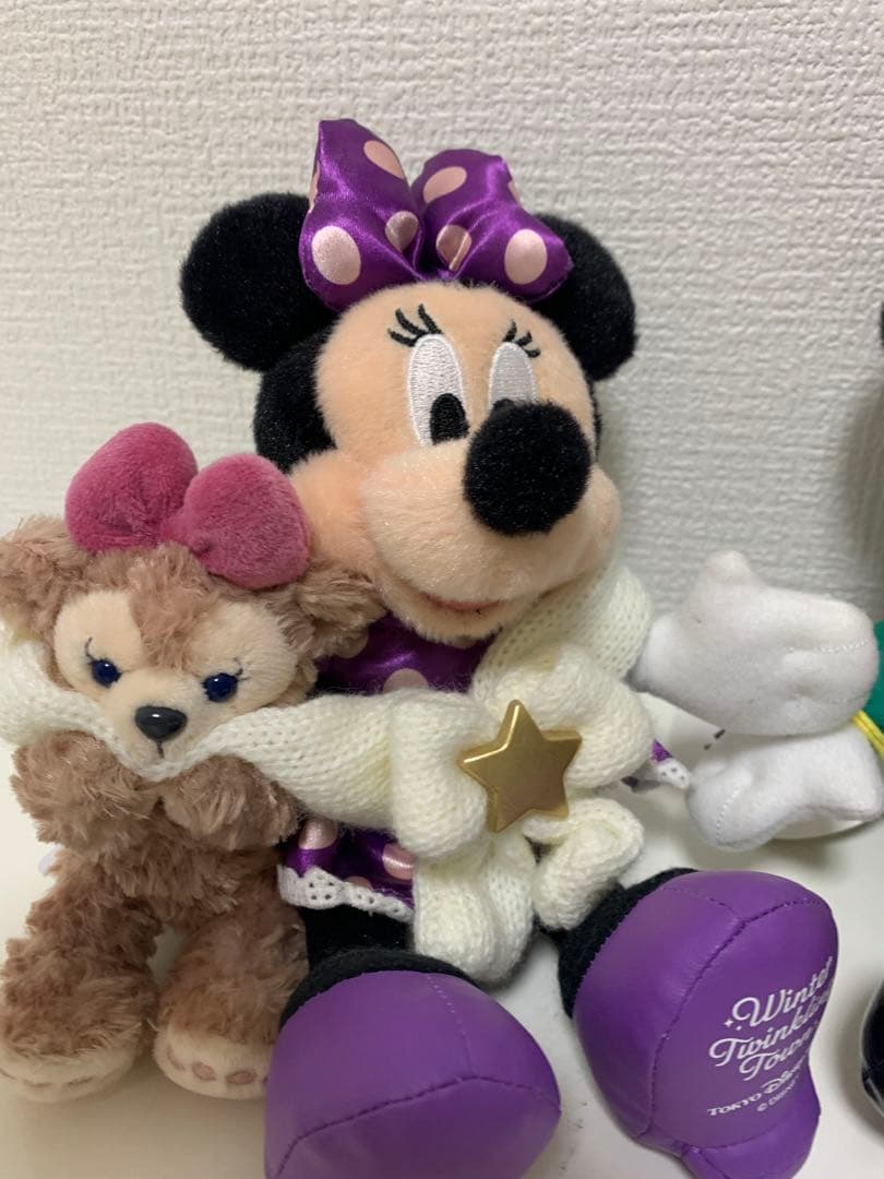 ぬいぐるみバッジセット　ダッフィー&ミッキーマウス・シェリーメイ&ミニーマウス