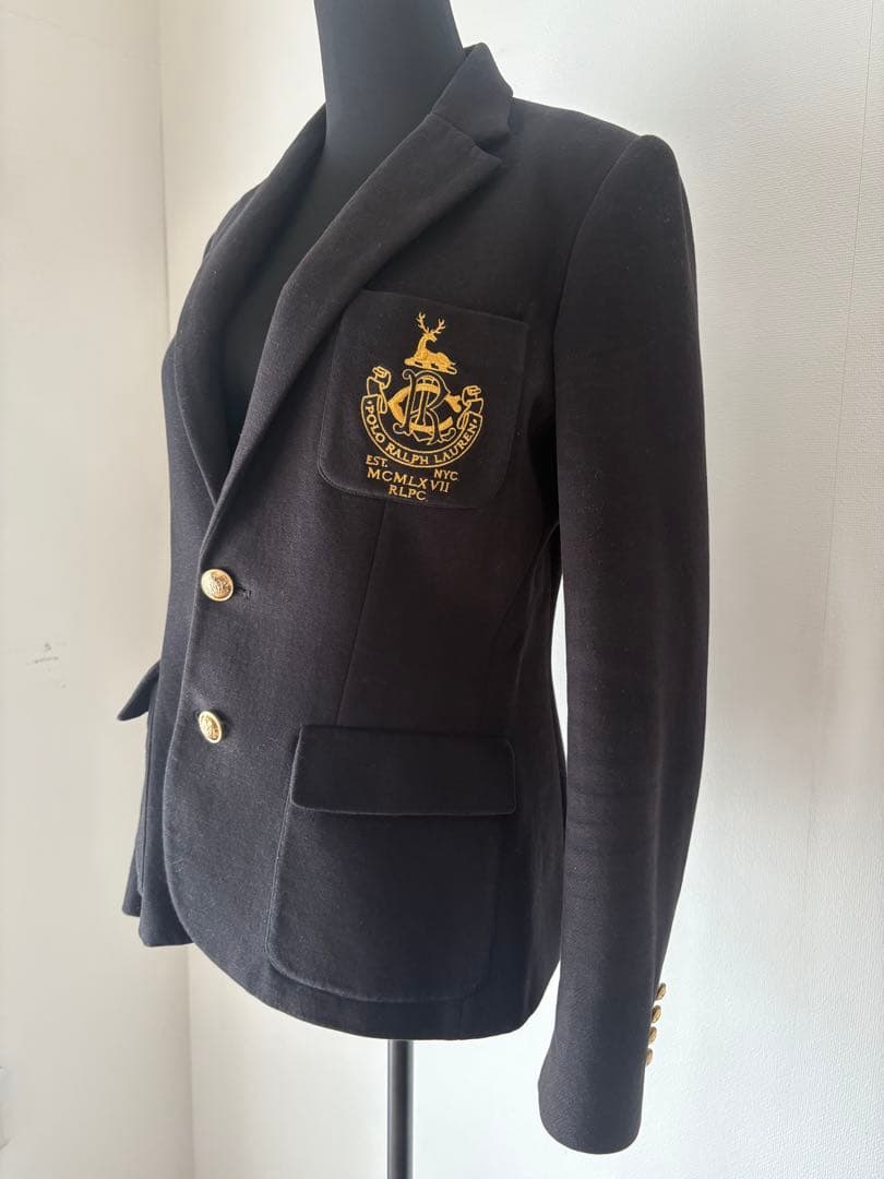Polo Ralph Lauren 黒ブレザー ゴールド刺繍 ポケット付き