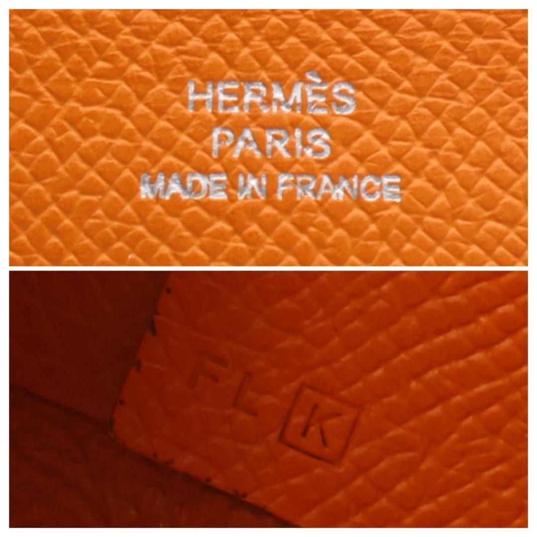 【極美品】HERMES カルヴィ エプソン　オレンジ　名刺入れ　カードケース