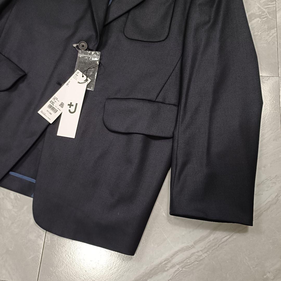【新品】ユニクロ+J ウールテーラードジャケット カシミヤ混 XXL ネイビー