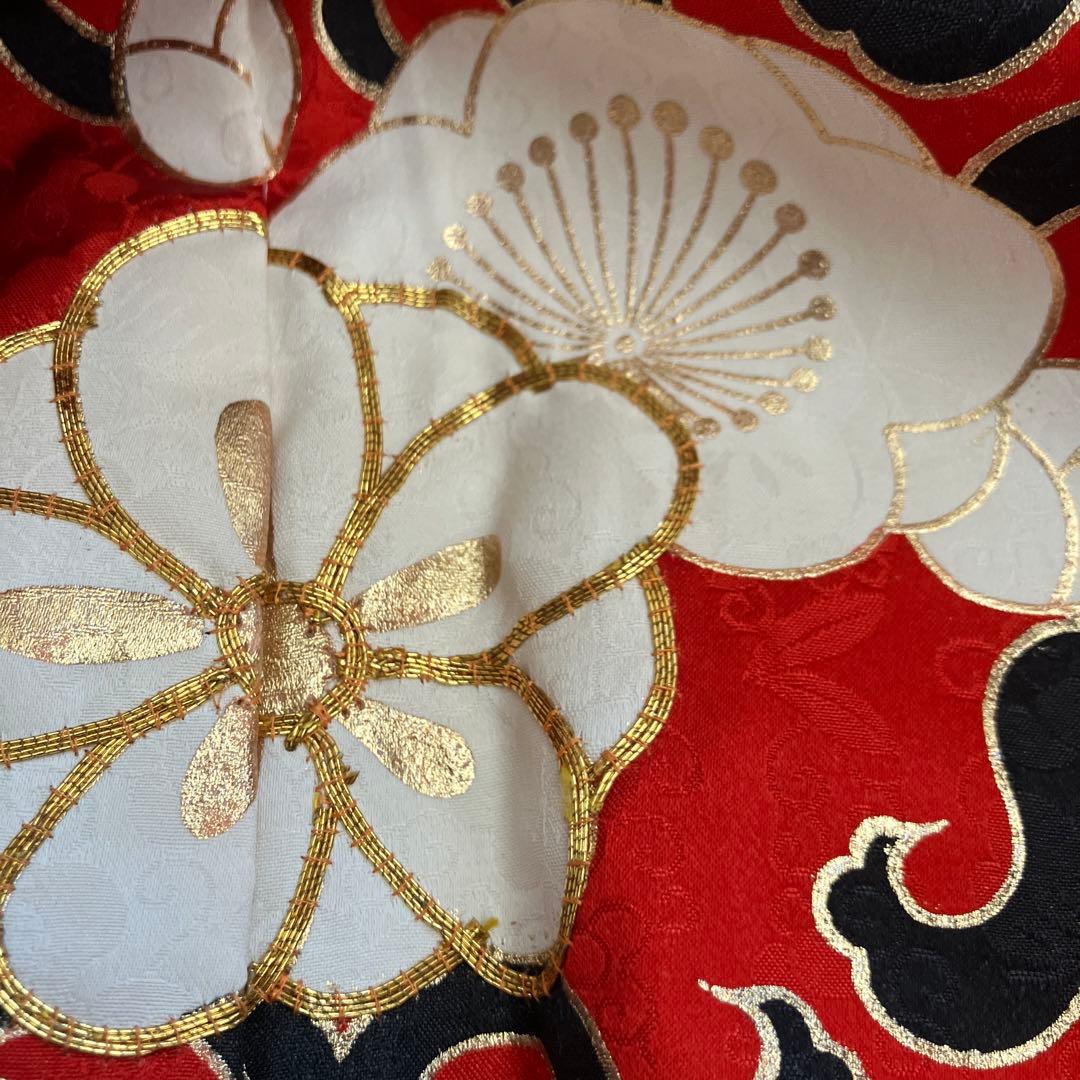 お値下げ　振袖セット　袋帯　帯締め　髪飾り　金糸刺繍　正絹　古典柄　4点