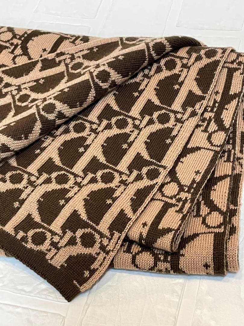 【美品】Christian Dior ディオール　トロッター柄　ウールマフラー