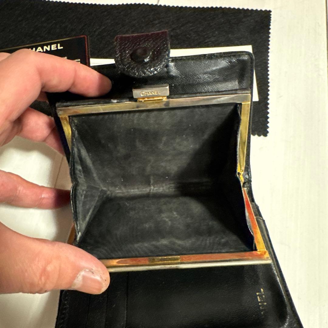 正規品　CHANEL シャネル　財布　折り財布　ブラックレザー