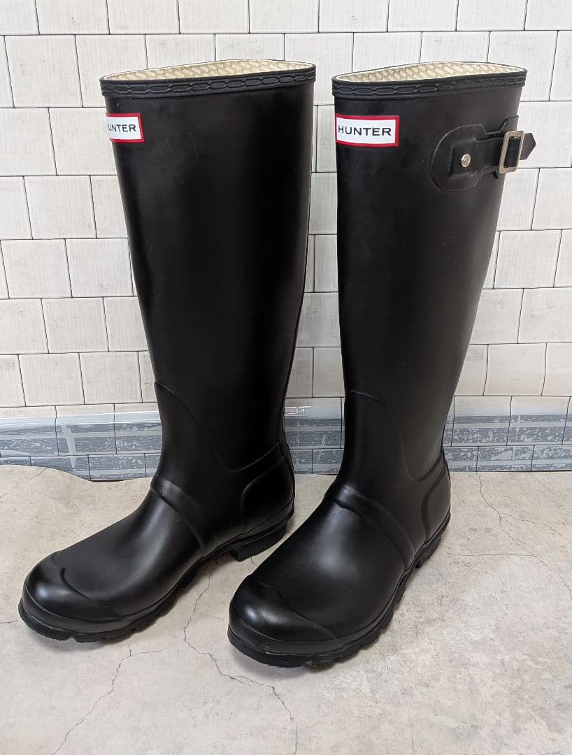 【修正再出品　HUNTER ハンター レインブーツ】ブラック ロング バックル付