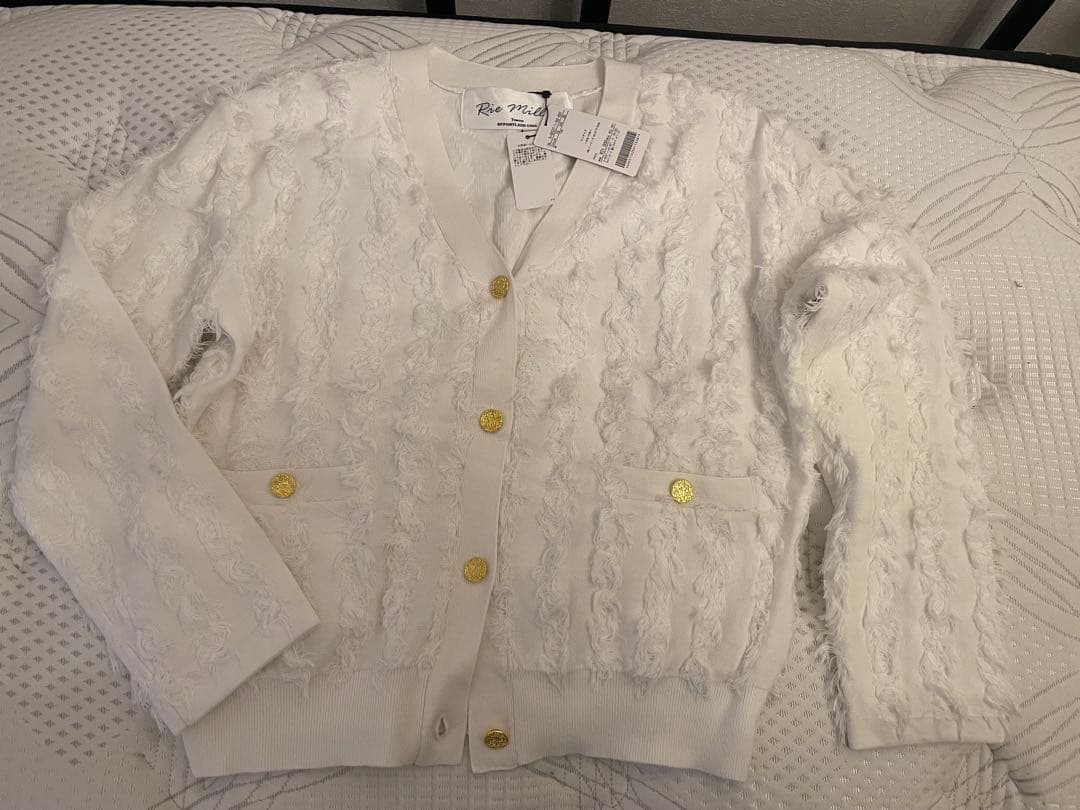 【未使用】ノーリーズ　Rie Miller カットジャガード金ボタンカーディガン