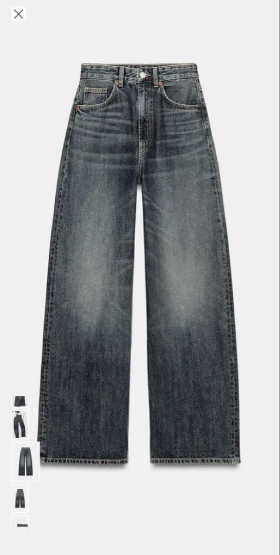 TRF EXTRA ワイドレッグハイウエストデニムパンツZARA EU40