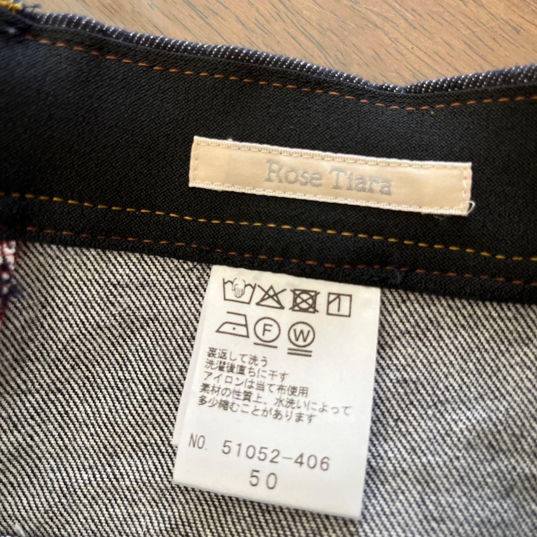 美品　大きいサイズ50 ローズティアラ　 ウエストゴムデニムパンツ　希少サイズ