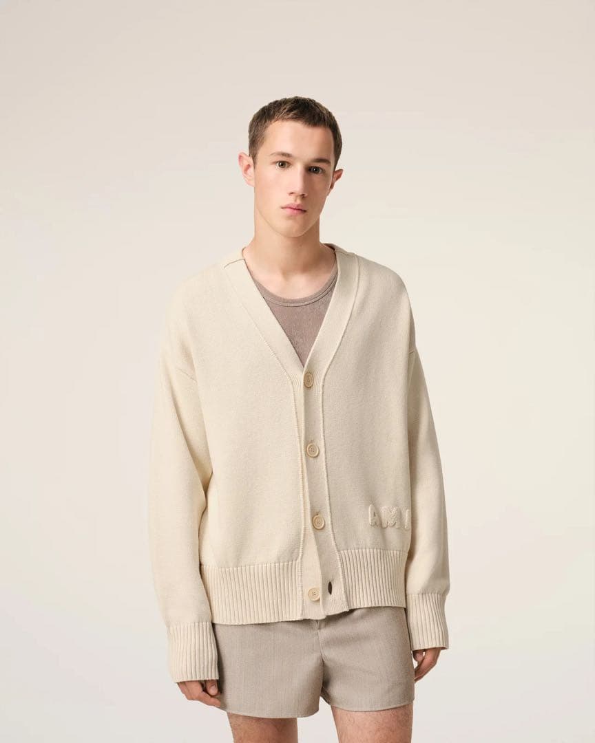 【正規品・美品】AMI PARIS エンブロイダリーカーディガン　コットン　s