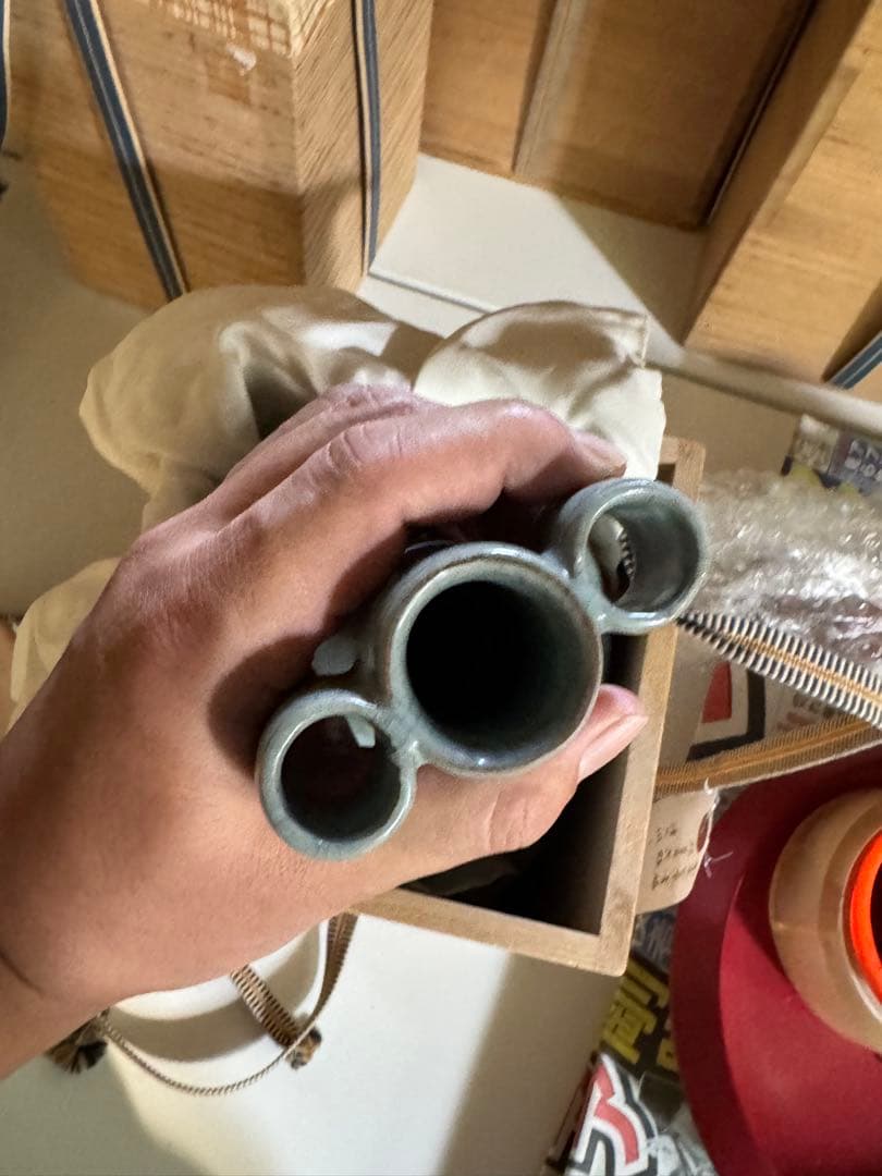 ‼️早速半額‼️リサイクルFORT‼️旧家から直送唐物②‼️南京官窯青磁双耳花瓶‼️箱入り