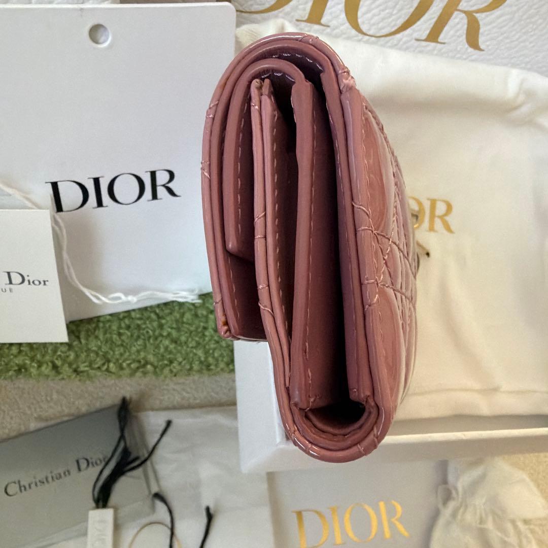 クリスチャンディオール　LADY DIOR ロータスウォレット ピンク　美品