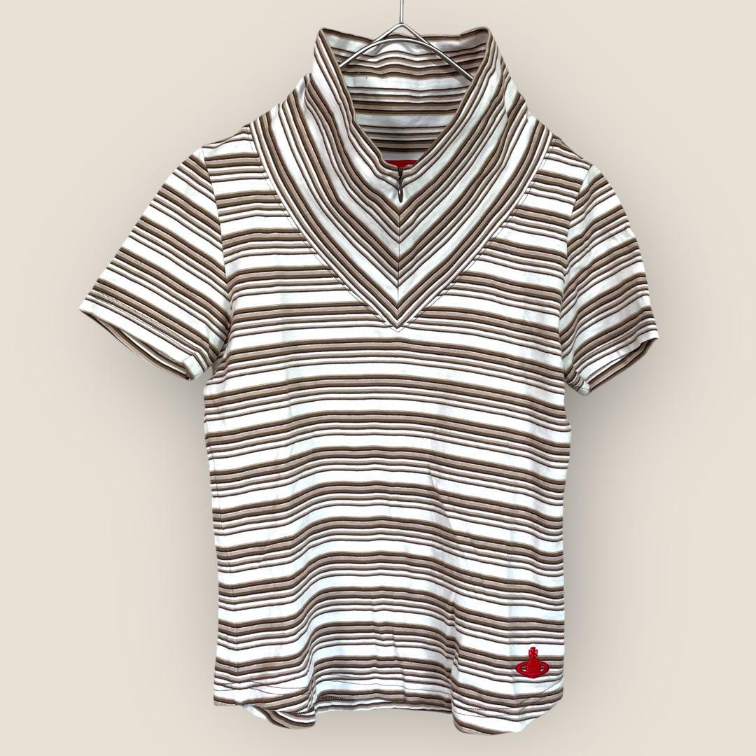 vivienne westwood ストライプ トップス 半袖ポロシャツ 2/M