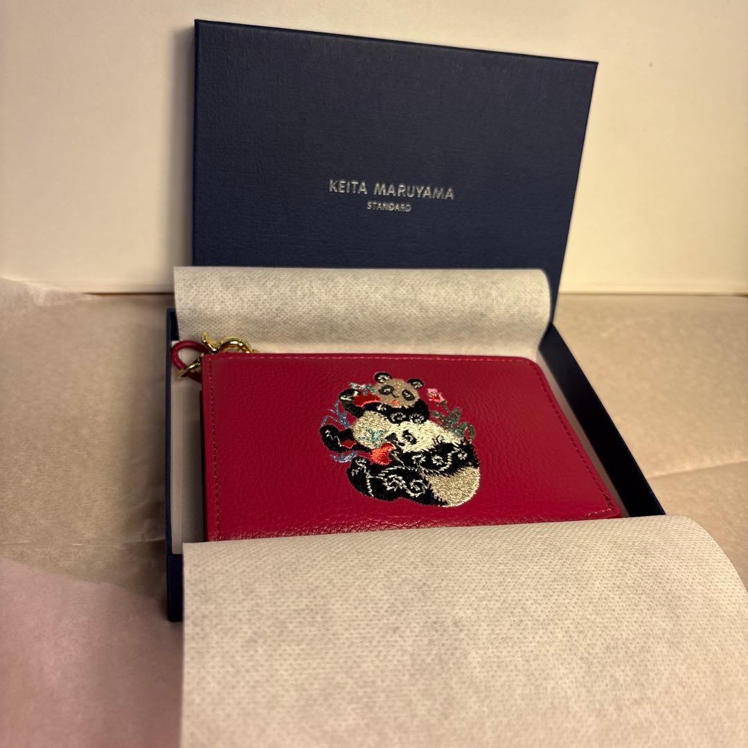 KEITA MARUYAMA×imurammパンダ刺繍 本革二つ折財布 レッド