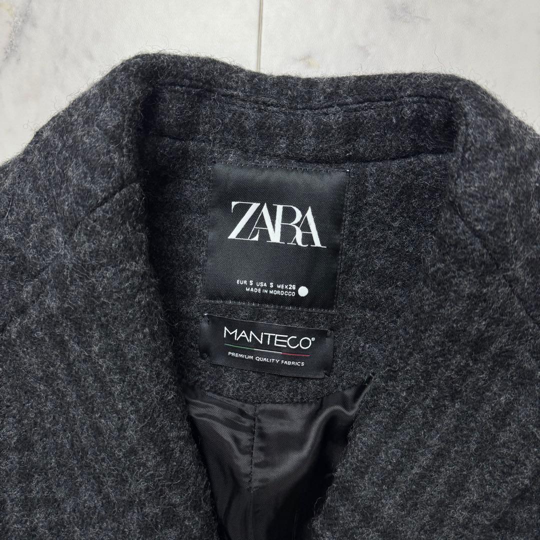 【美品】ZARA ザラ MANTECO ロングコート チェック グレー S
