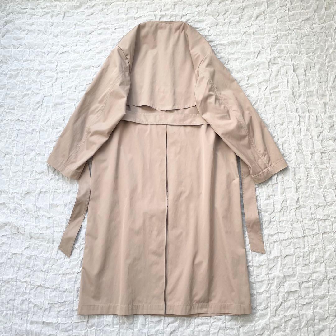【美品】スピックアンドスパン ノーカラートレンチコート スプリングコート ロング
