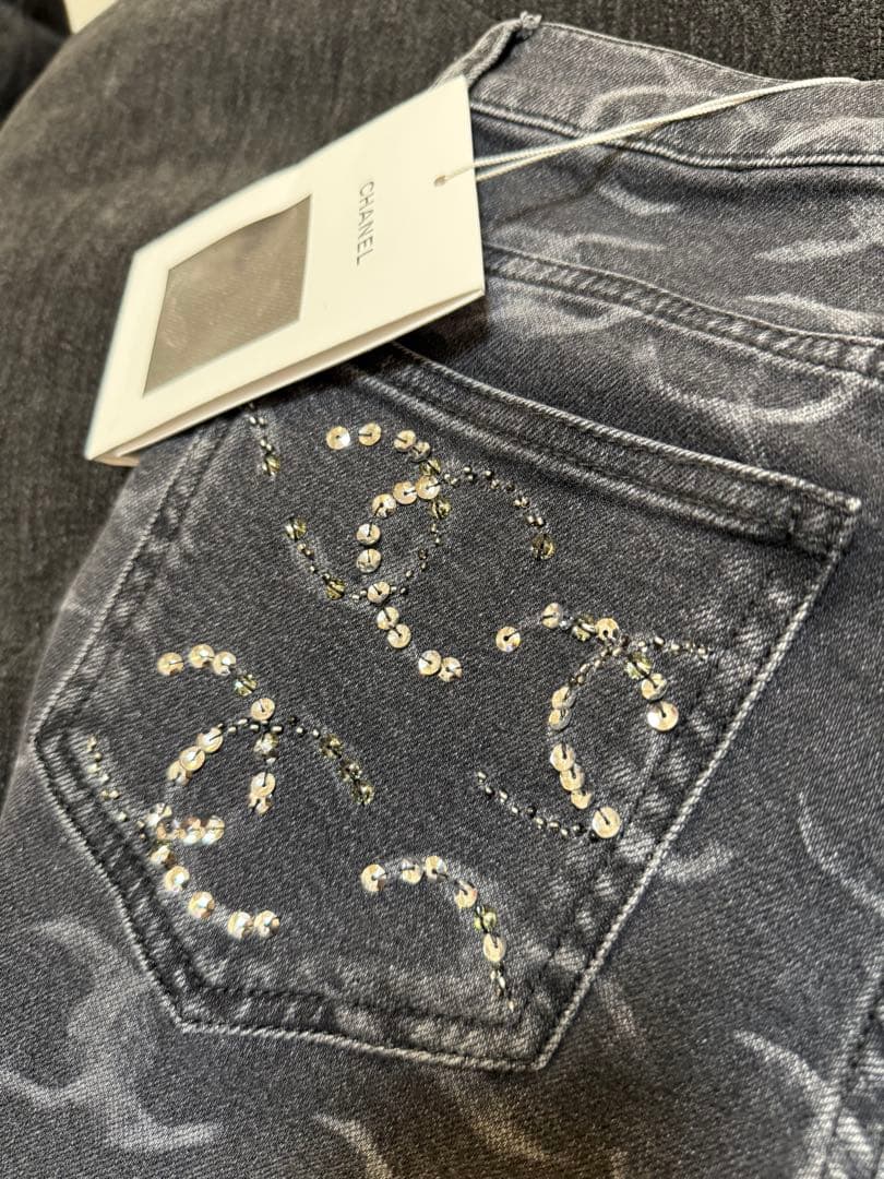 CHANEL シャネル　ココマーク　デニム　グレー　34