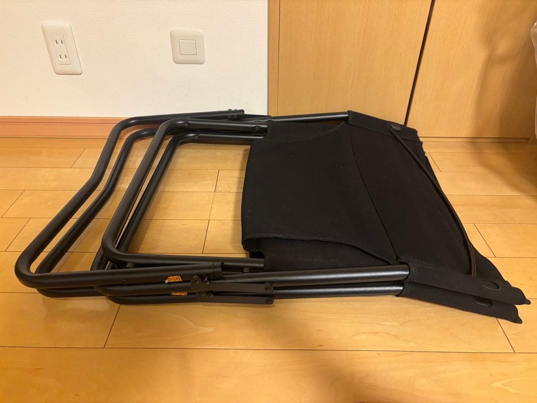 折りたたみ式 ブラックキャンバスチェア 2脚セット