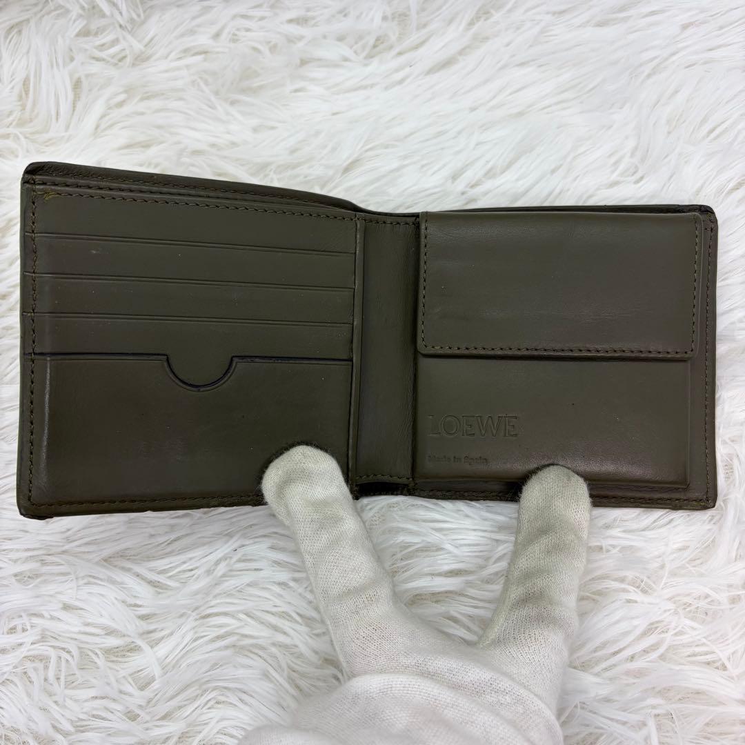 希少✨️ロエベ 二つ折り財布 レザー アナグラム バイフォールド バイカラー 茶