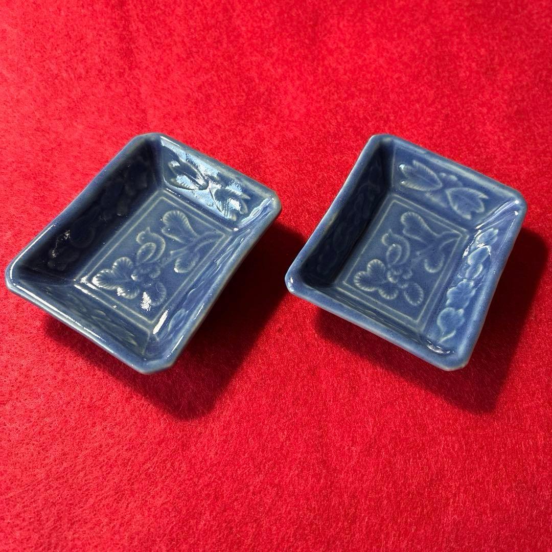 古伊万里　瑠璃　豆皿　2枚組