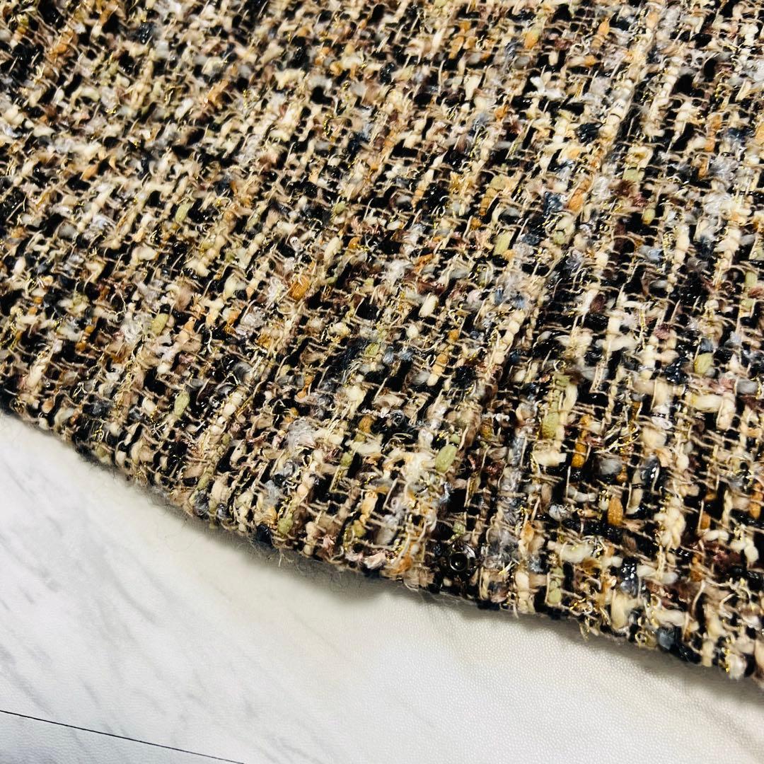 美品♡ ヒロココシノ ロングコート ドッキング ツイード ニット 40 L相当