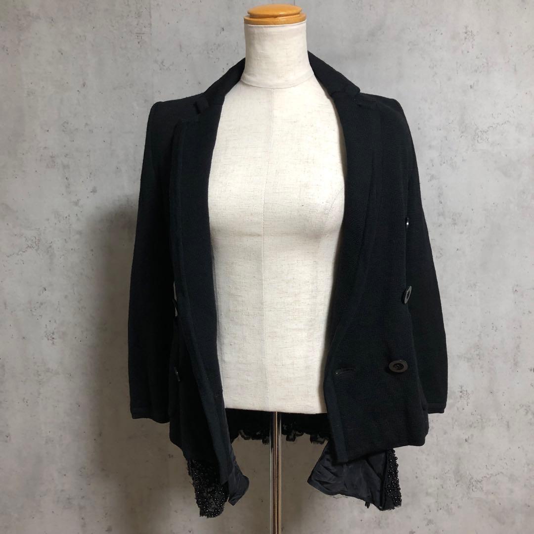 sacai ビーズキャミ付　ニットテーラードジャケット