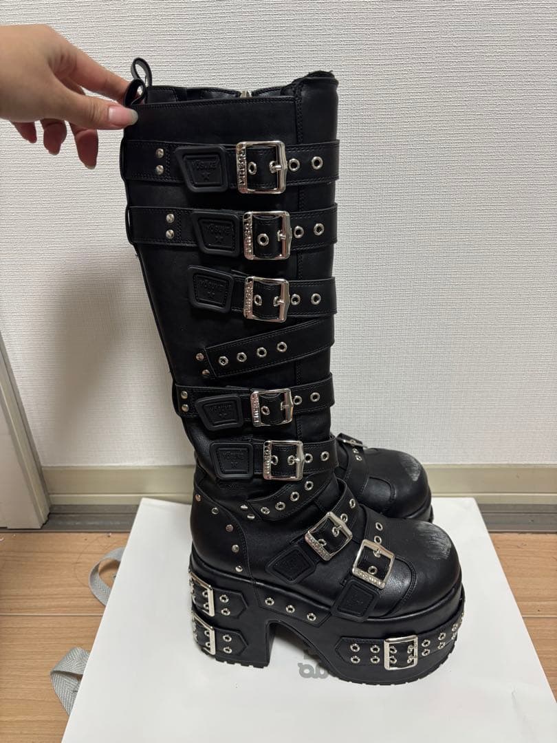 【YOSUKE】厚底ロングブーツ ブラック 23.5cm〜24cm