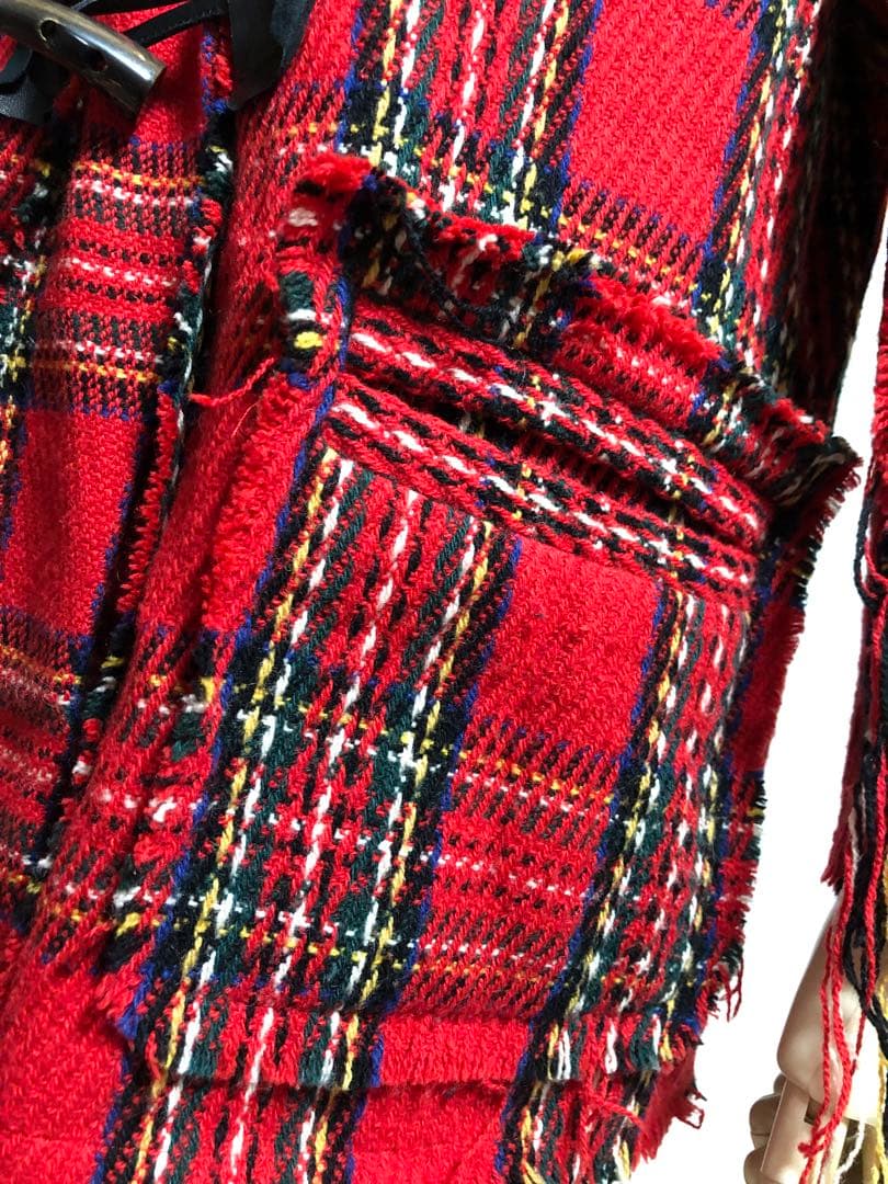 【美品】UNDERCOVER タータンチェック ダッフルコート 赤 S‐M