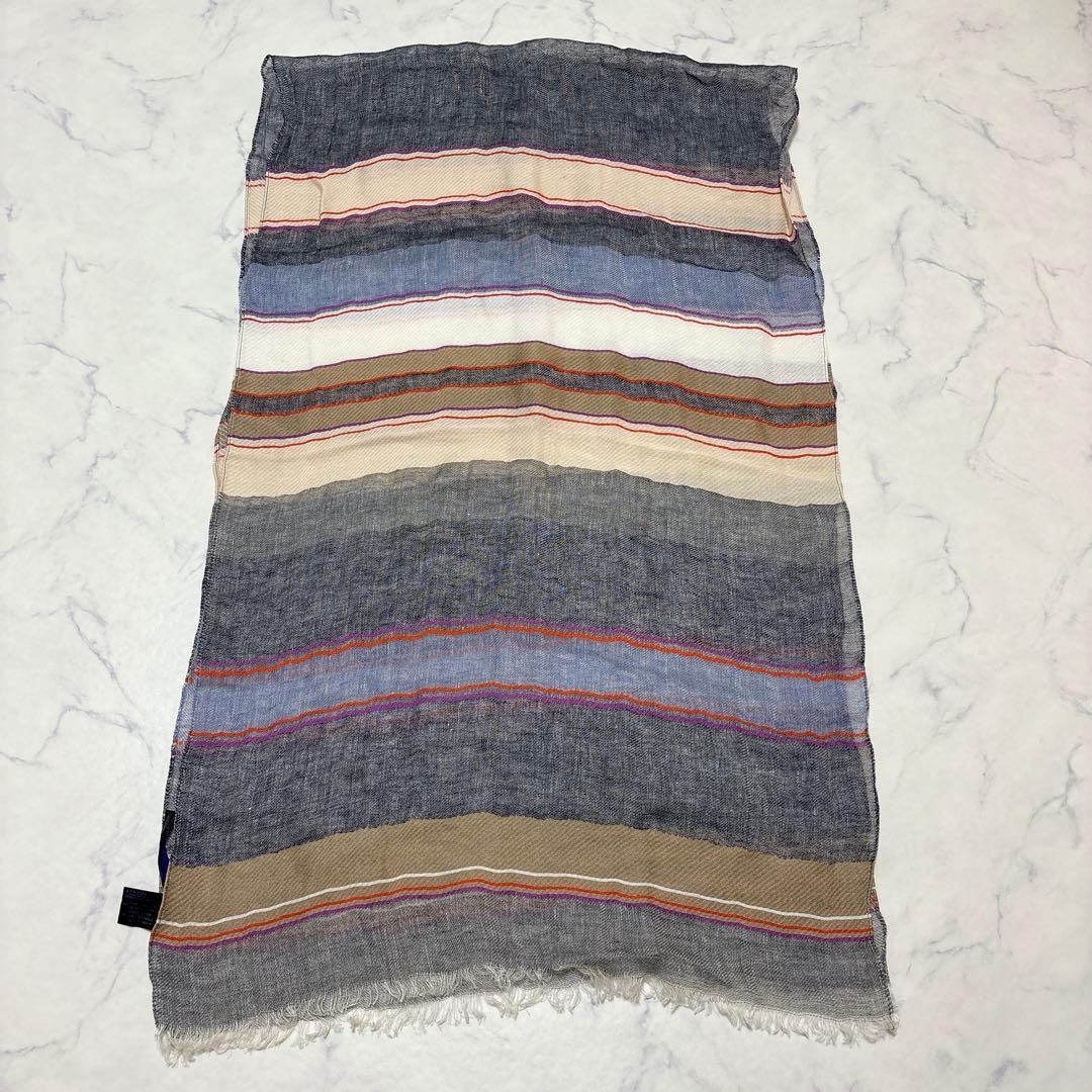 極美品✨ETRO エトロ 大判ストール リネン 麻 コットン フリンジ 春夏