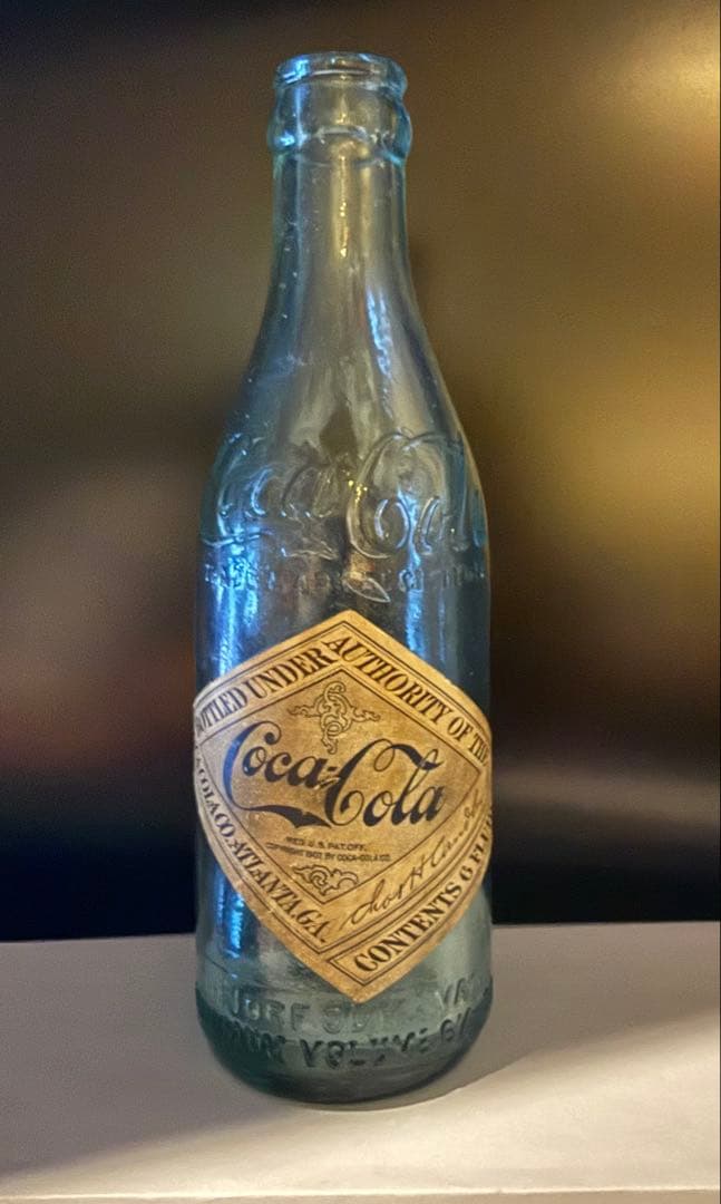 E9 秘蔵品　1900-10年代 コカコーラ ボトル ラベル付　瓶