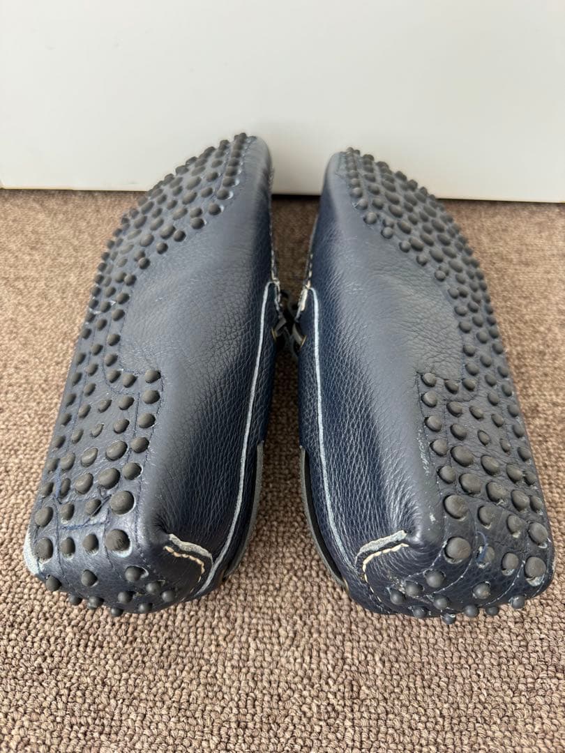 【新古品】イタリア製 ダークブルー レザー モカシン