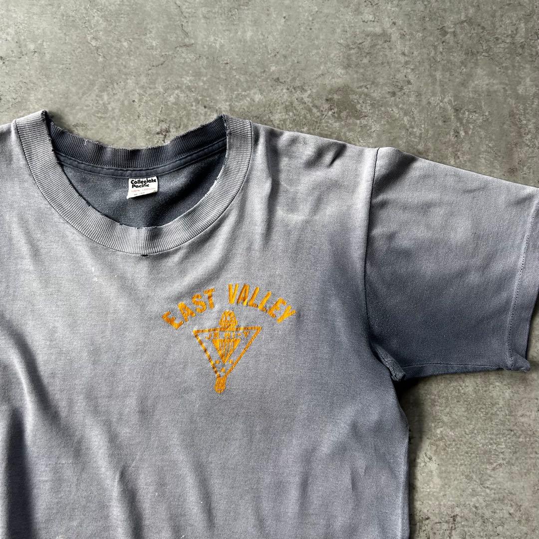 70s- カレッジエイトパシフィック tシャツ USA製 M フェードネイビー