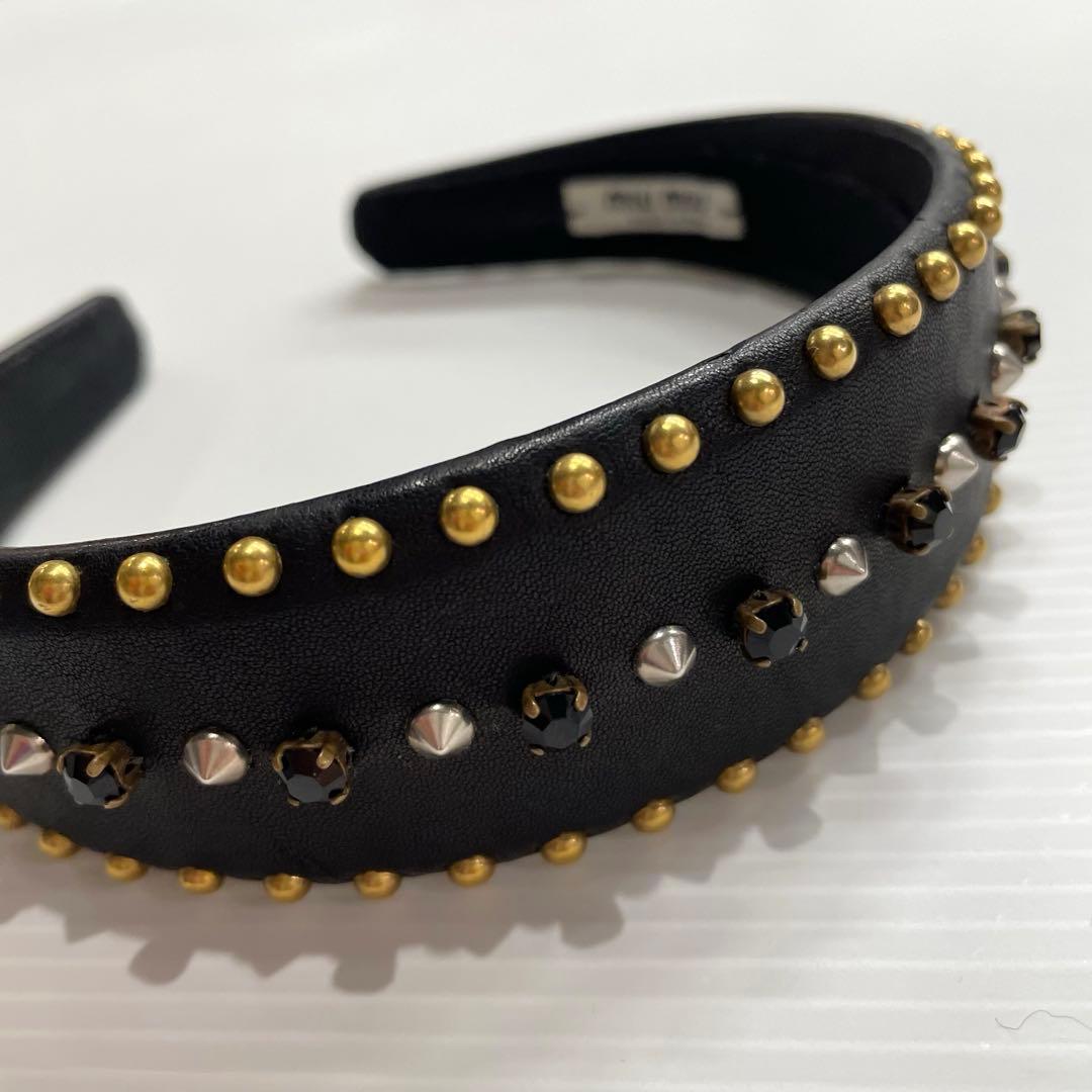 瑠衣 miu miu スタッズ イタリア製 カチューシャ