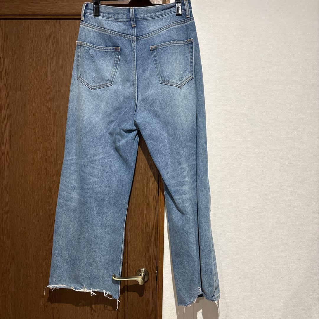 YENN イエン　ハイダメージワイドパンツ　デニム