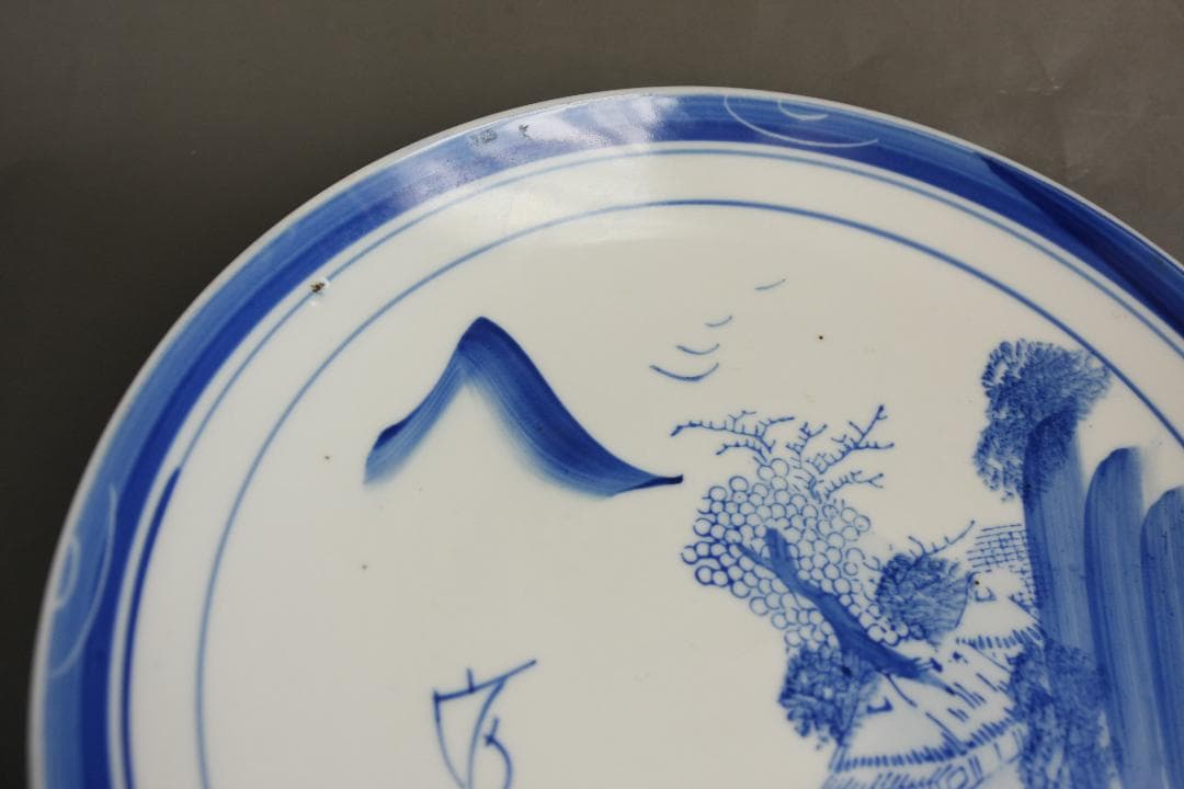 古伊万里染付　山水図大皿