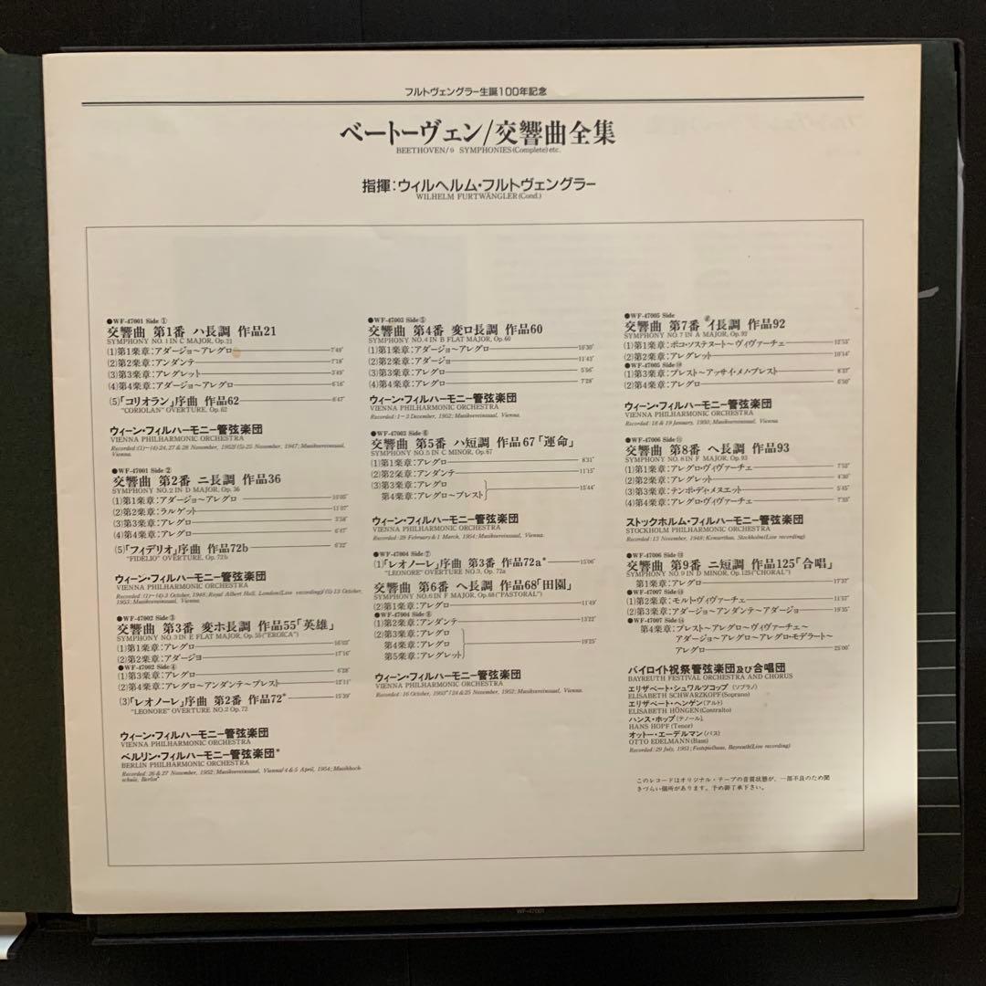 フルトヴェングラー／ベートーヴェン 交響曲全集　生誕100年記念　LPレコード