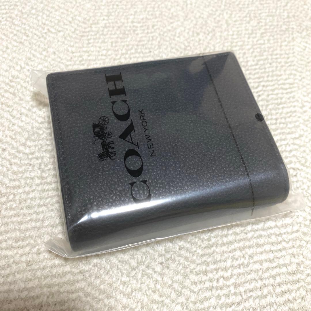 COACH 二つ折り財布 黒 アウトレット品 コーチ 折りたたみ財布 ミニ財布